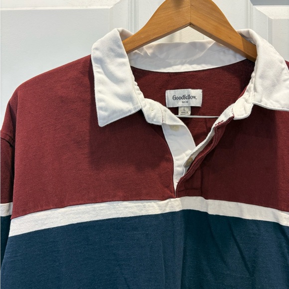 Goodfellow & Co Other - Goodfellow & Co Men's Maroon and Navy Rugby Polo with White Collar Size L